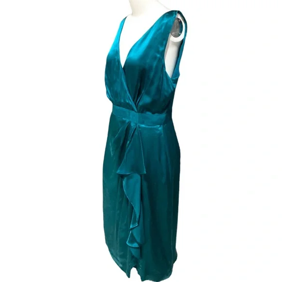NWT Banana Republic women’s size 10 silk teal dress - Picture 2 of 8